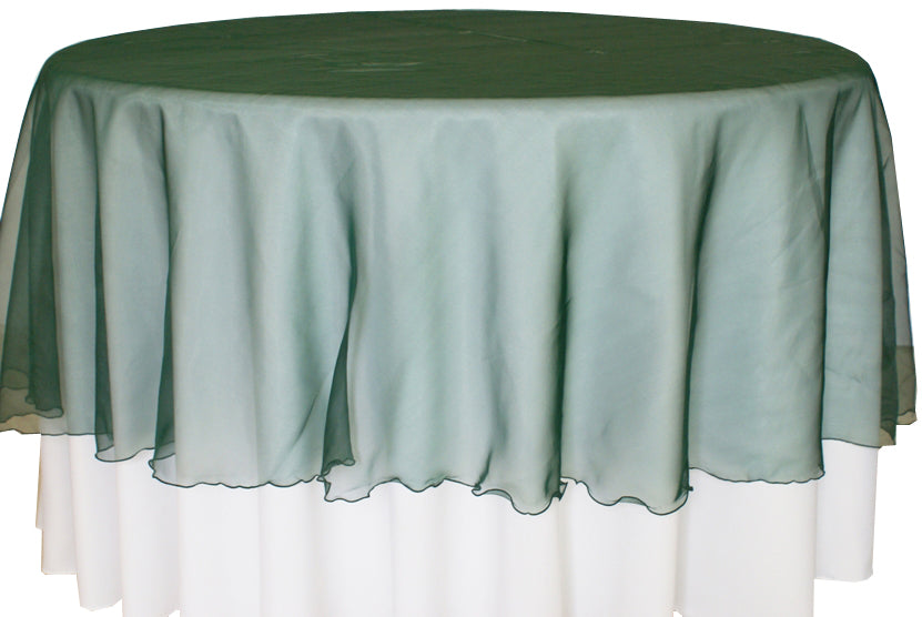 Round Organza Table Overlay 90" Holly Green