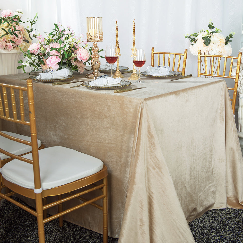 Rectangular Velvet Tablecloth 90x132 Champagne