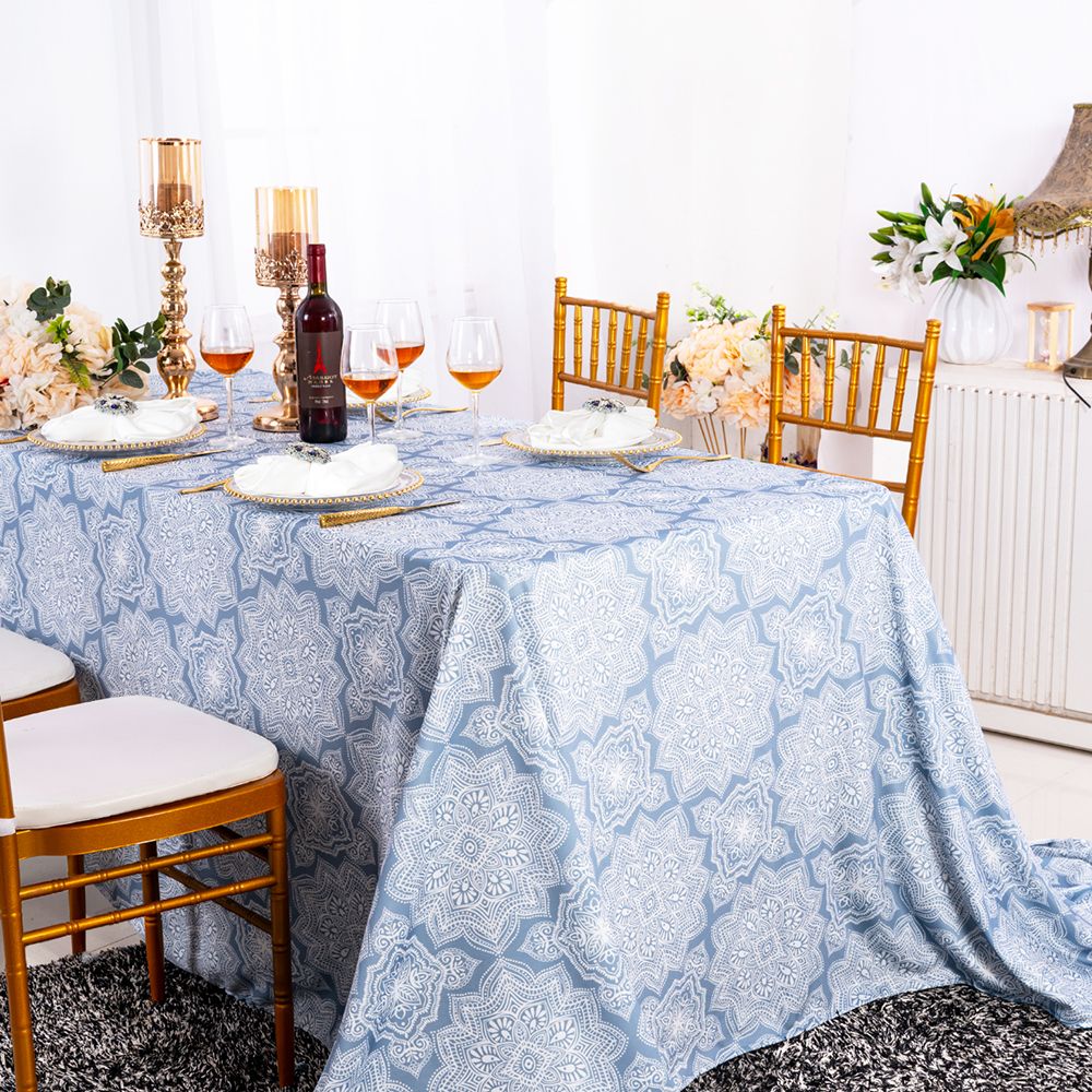 Rectangular Scuba Tablecloth 90x132 Dusty Blue