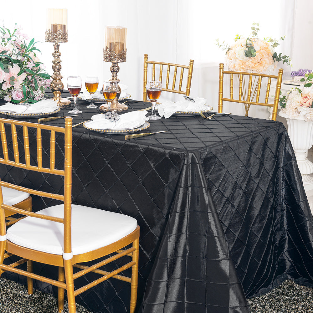 Rectangular Pintuck Taffeta Tablecloth 90x132 Black
