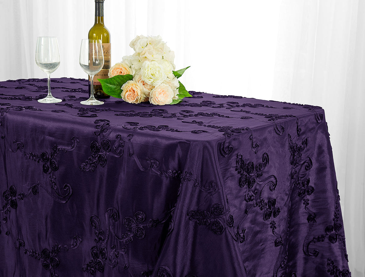Ribbon Taffeta Rectangular Tablecloth 90x132 Eggplant