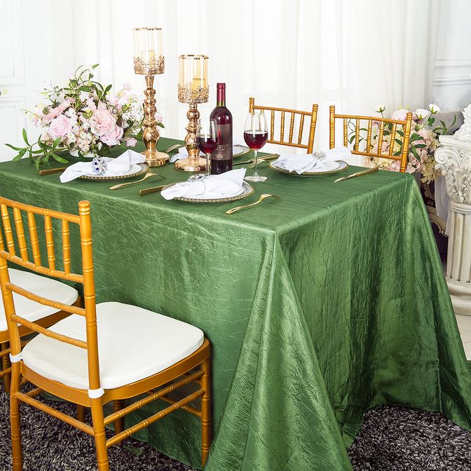 Crushed Taffeta Rectangular Tablecloth 90x156 Clover Green