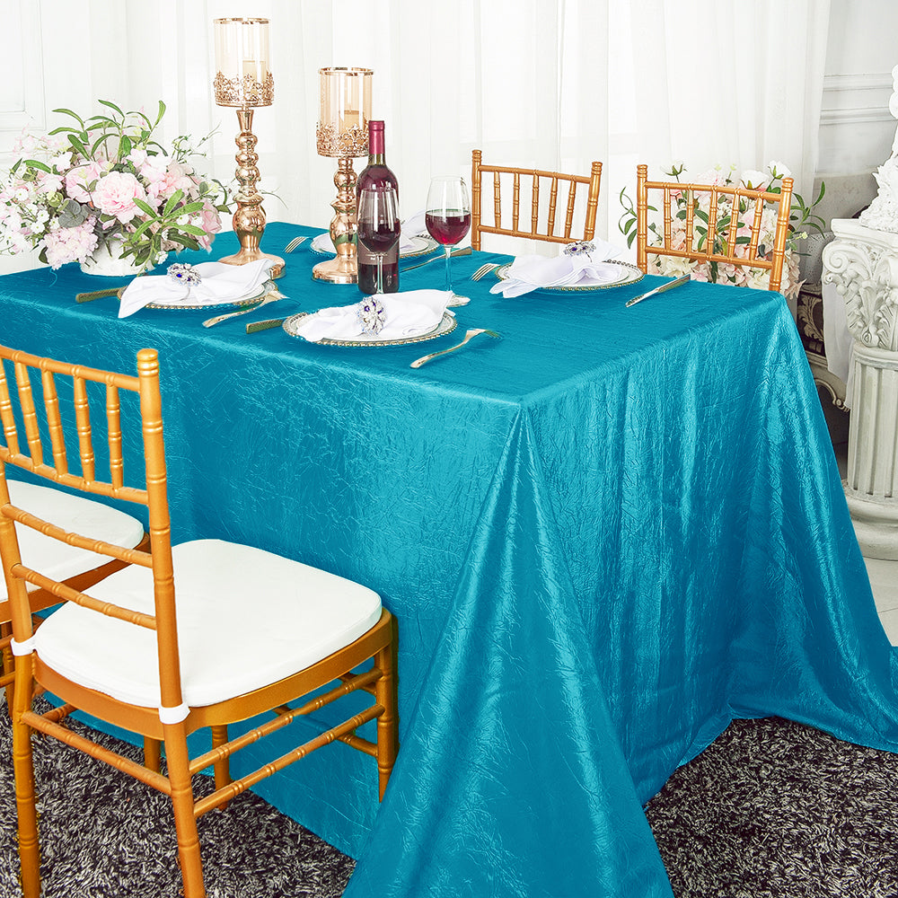 Rectangular Crushed Taffeta Tablecloth 90x156 Turquoise