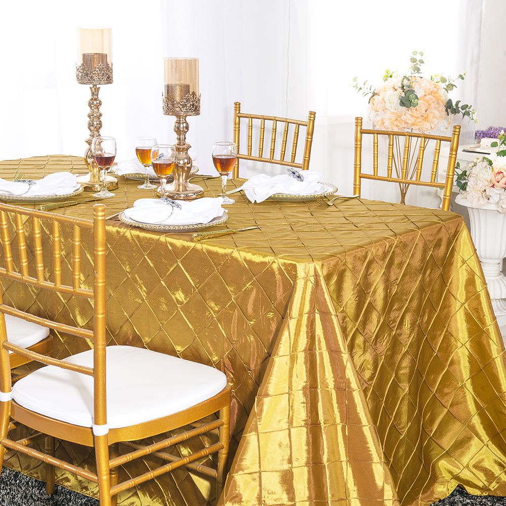Rectangular Pintuck Taffeta Tablecloth 90x156 Gold