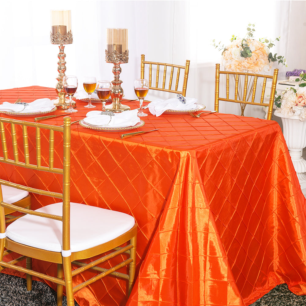 Rectangular Pintuck Taffeta Tablecloth 90x156 Orange