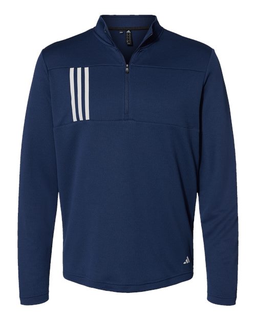 Adidas Men's 3-Stripes Double-Knit Quarter-Zip Pullover