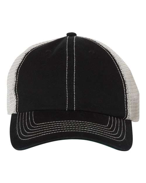Garment-Washed Trawler Cap with Mesh Back, Low-Profile Snapback
