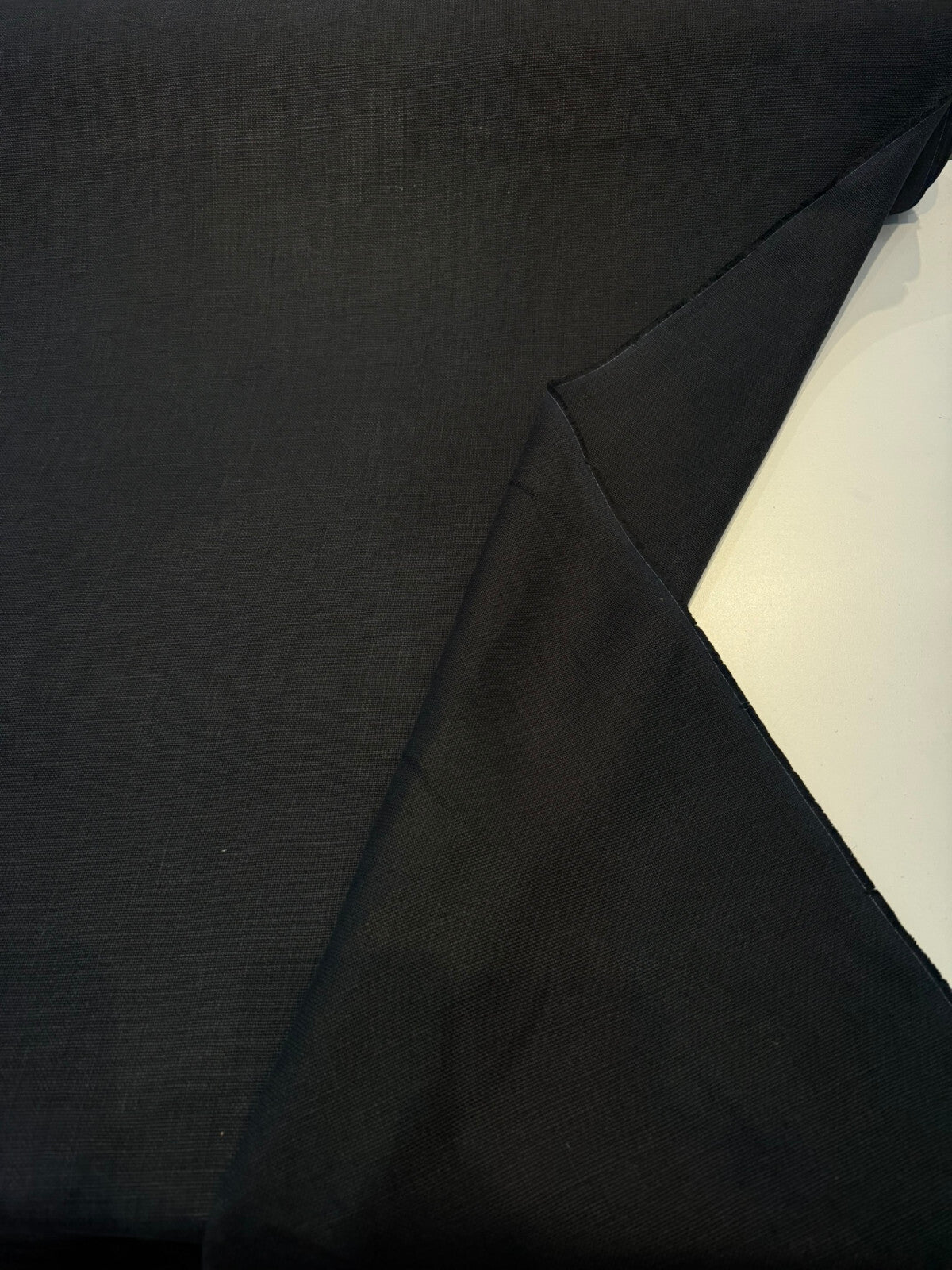 Libeco Belgian Tailored Linen Sanfor Airo Black Linen Fabric - Black, 54-56" Width (1 Yard)