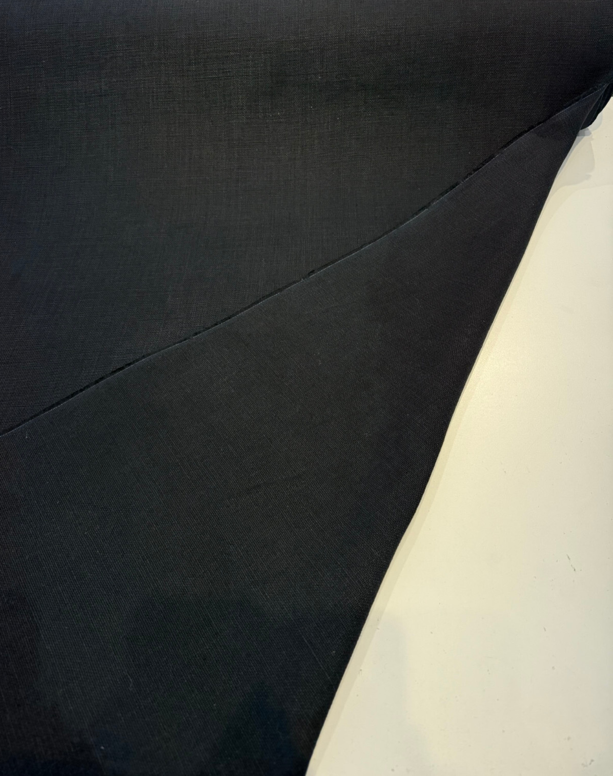 Libeco Belgian Tailored Linen Sanfor Airo Black Linen Fabric - Black, 54-56" Width (1 Yard)