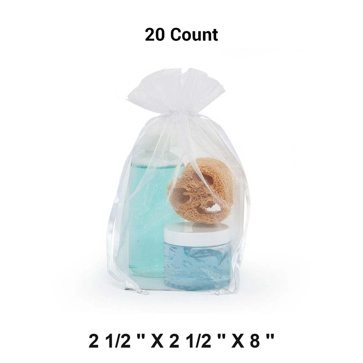 Cardboard Square Bottom Organza Bags 2 1/2'' x 2 1/2''x 8'' for Packaging