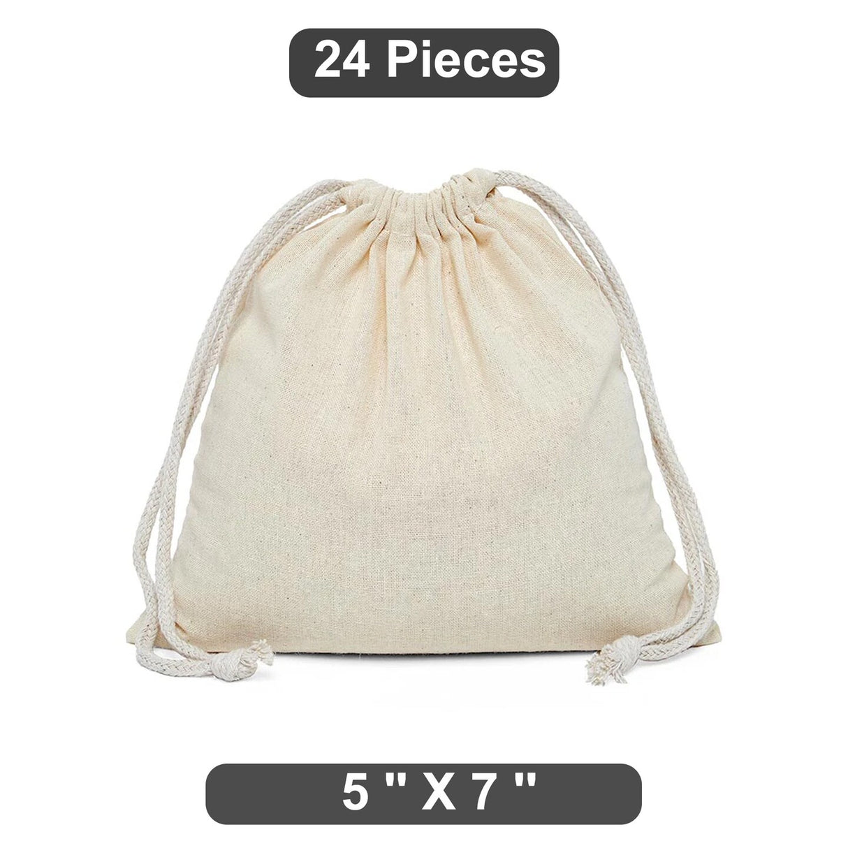 Convenient 5" x 7" Plain Cotton Muslin Pouch