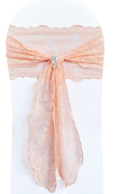 Lace Chair Sash Sample 9x108 Apricot/Peach
