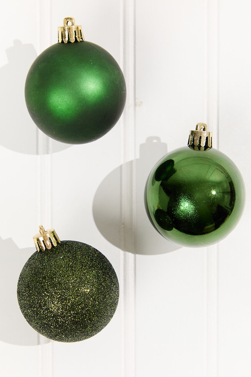 Pine Green Boxed Shatterproof Ornaments
