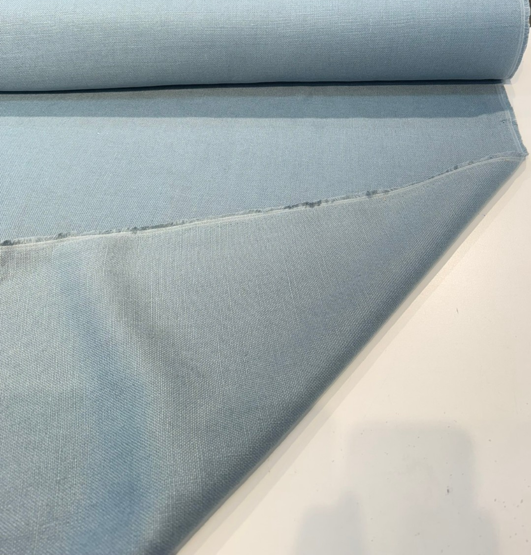 Libeco Belgian Tailored Linen Sanfor Airo Blue Slate Linen Fabric - Blue Slate, 54-56" Width (1 Yard)