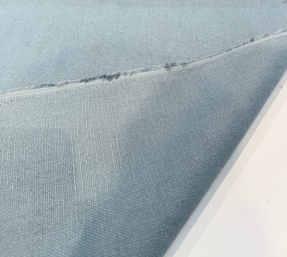 Libeco Belgian Tailored Linen Sanfor Airo Blue Slate Linen Fabric - Blue Slate, 54-56" Width (1 Yard)