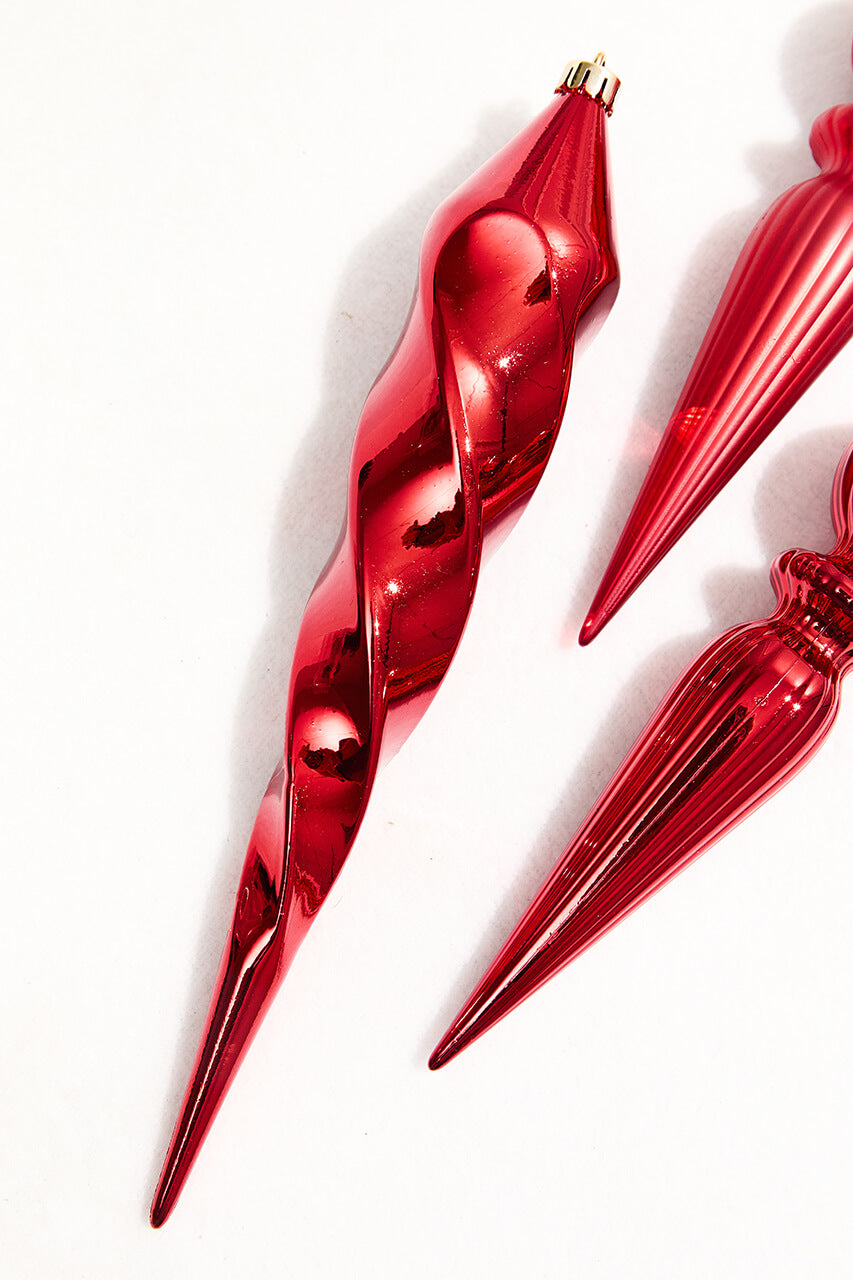 12" Red Finial Boxed - Set of 4