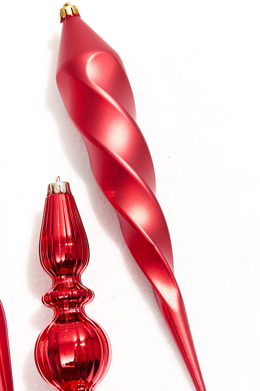 12" Red Finial Boxed - Set of 4