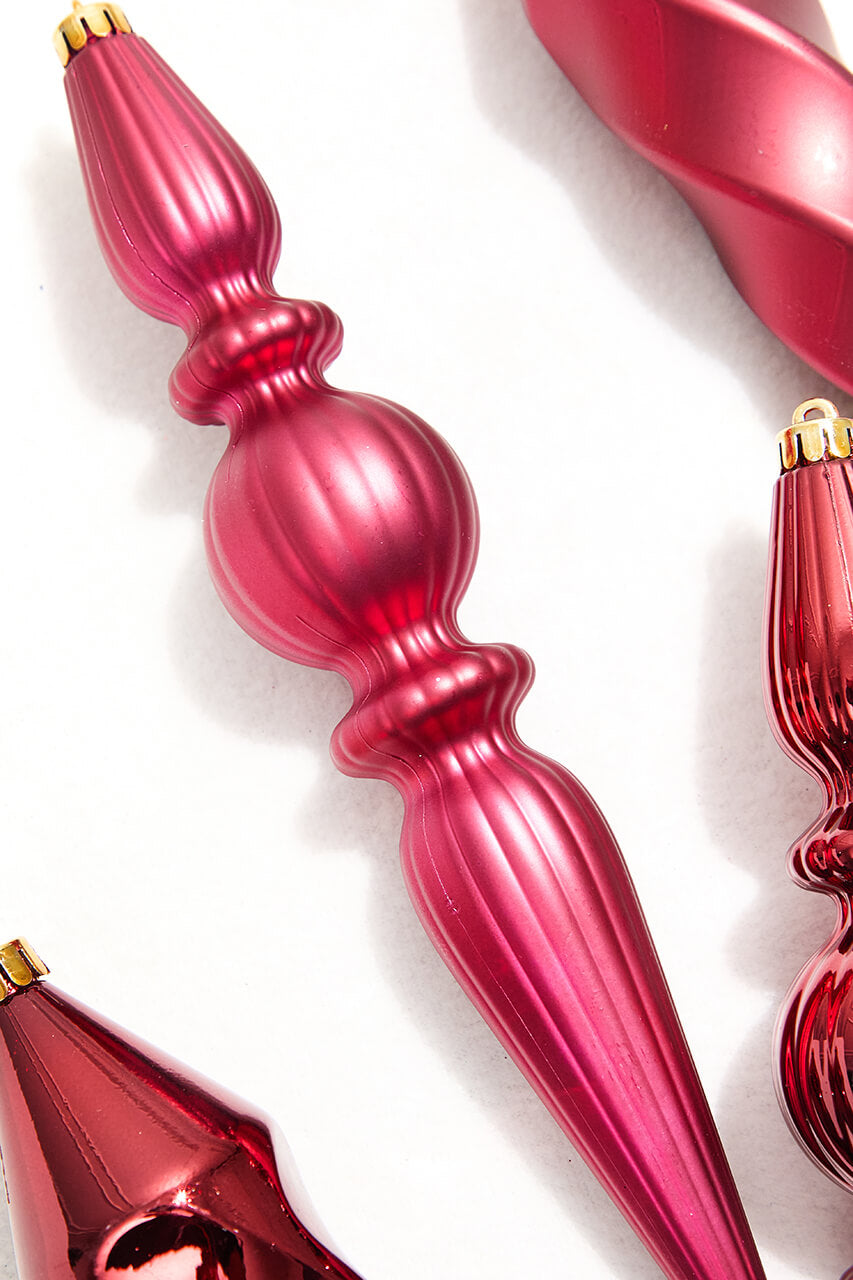 12" Burgundy Finial Boxed - Set of 4