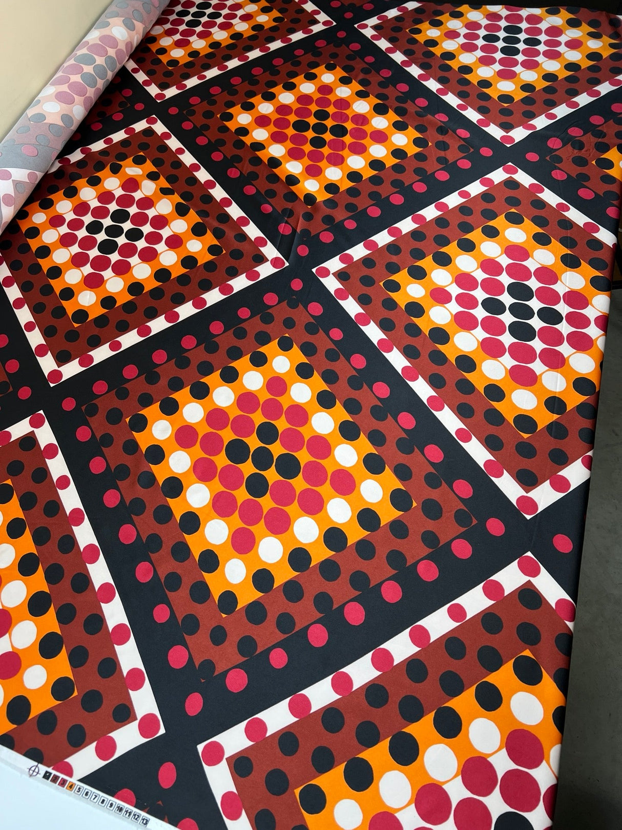 Polyester Elastane Sateen Printed Brown Orange