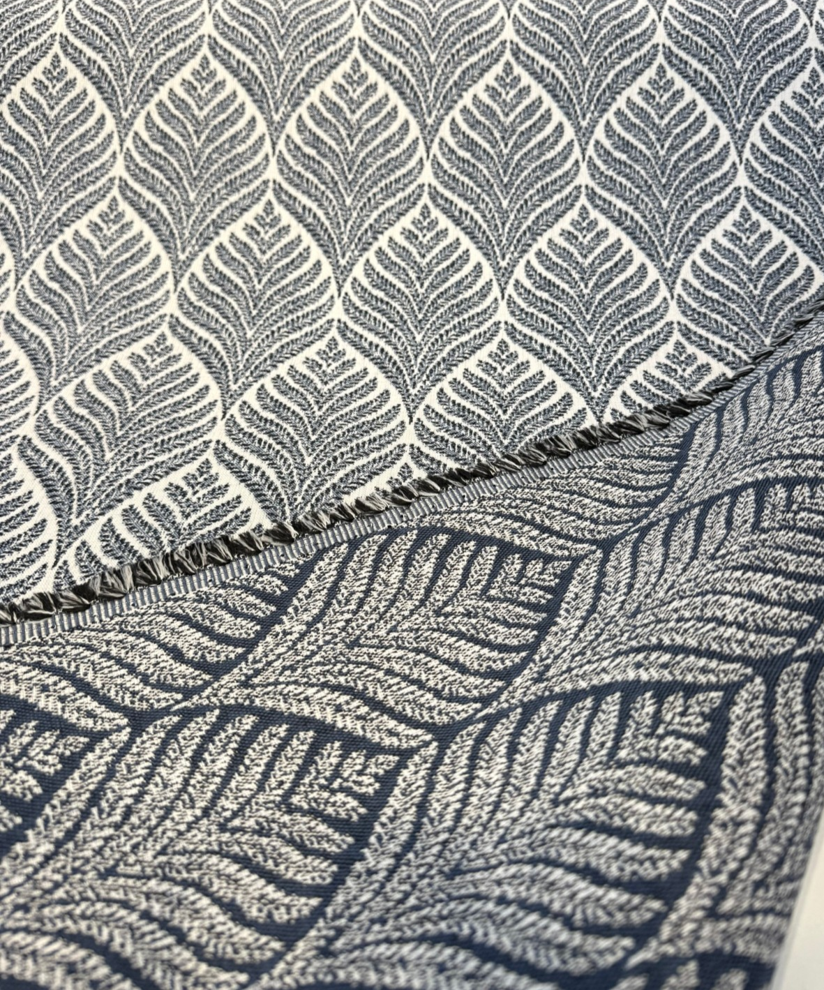 Sunbrella Linnaeus Acrylic Fabric - Indigo Blue Floral Botanical Pattern, 54" Width (1 Yard)
