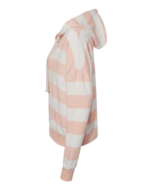 Women's Striped Fleece Boxy Hooded Sweatshirt