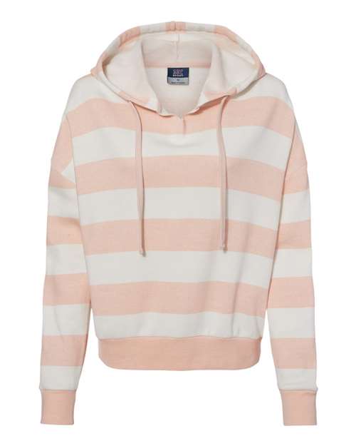 Women's Striped Fleece Boxy Hooded Sweatshirt