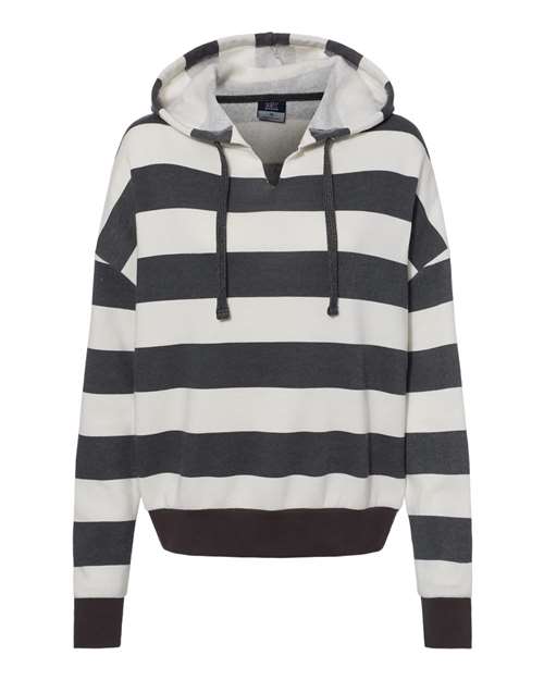 Women's Striped Fleece Boxy Hooded Sweatshirt