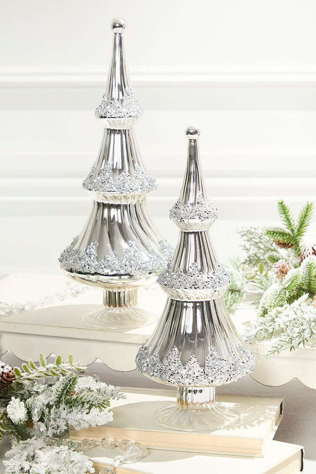 14.5 Inchi Icy Silver Christmas Tree Elegant Winter Holiday Décor