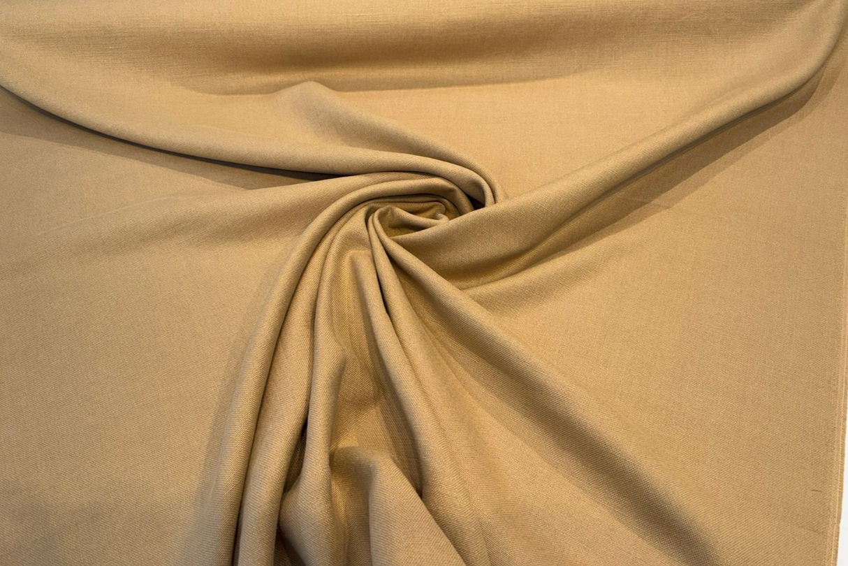 Libeco Belgian Tailored Linen Sanfor Airo Bamboo Linen Fabric - Golden Tan, Upholstery Drapery, 54" Width (By The Yard)