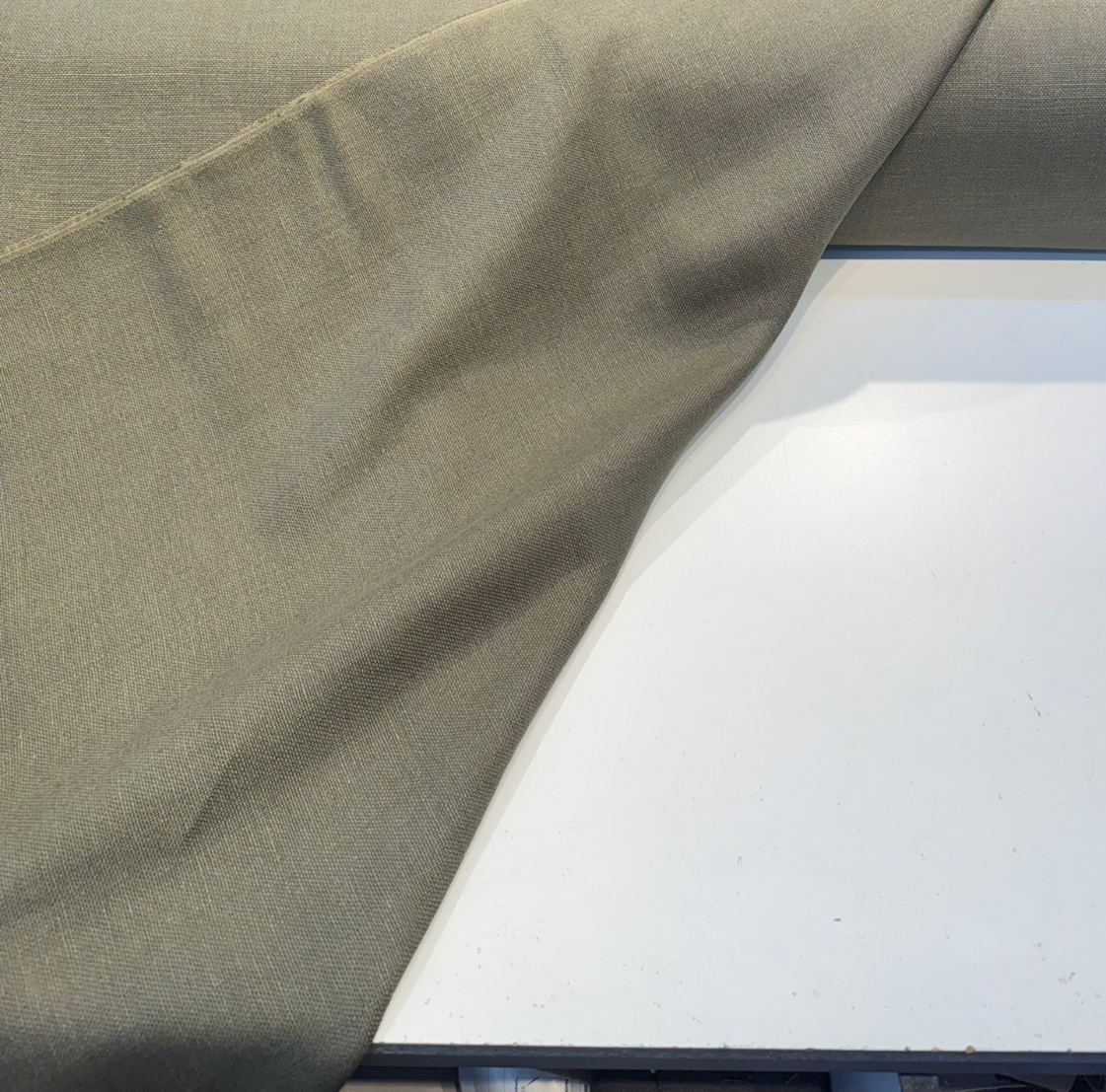Libeco Belgian Tailored Linen Sanfor Airo Loden Olive Fabric - Olive Gray Texture, 54" Width (1 Yard)