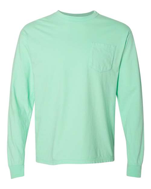 Comfort Colors® Garment-Dyed Heavyweight Crewneck Long Sleeve Pocket T-Shirt