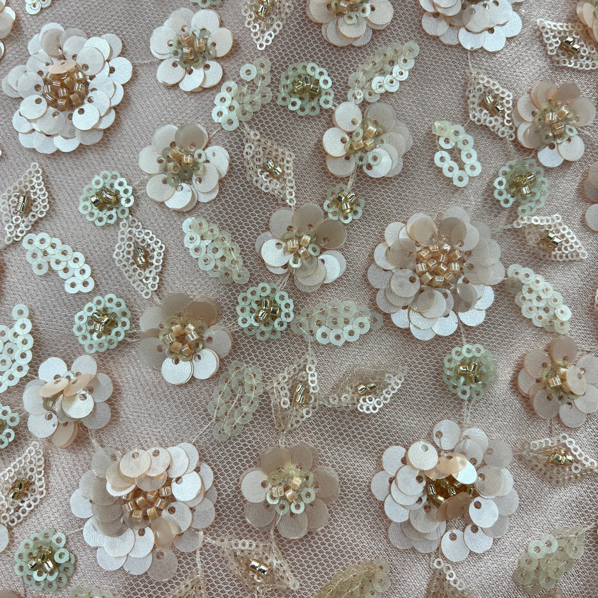 Beaded Sequined Lace Fabric