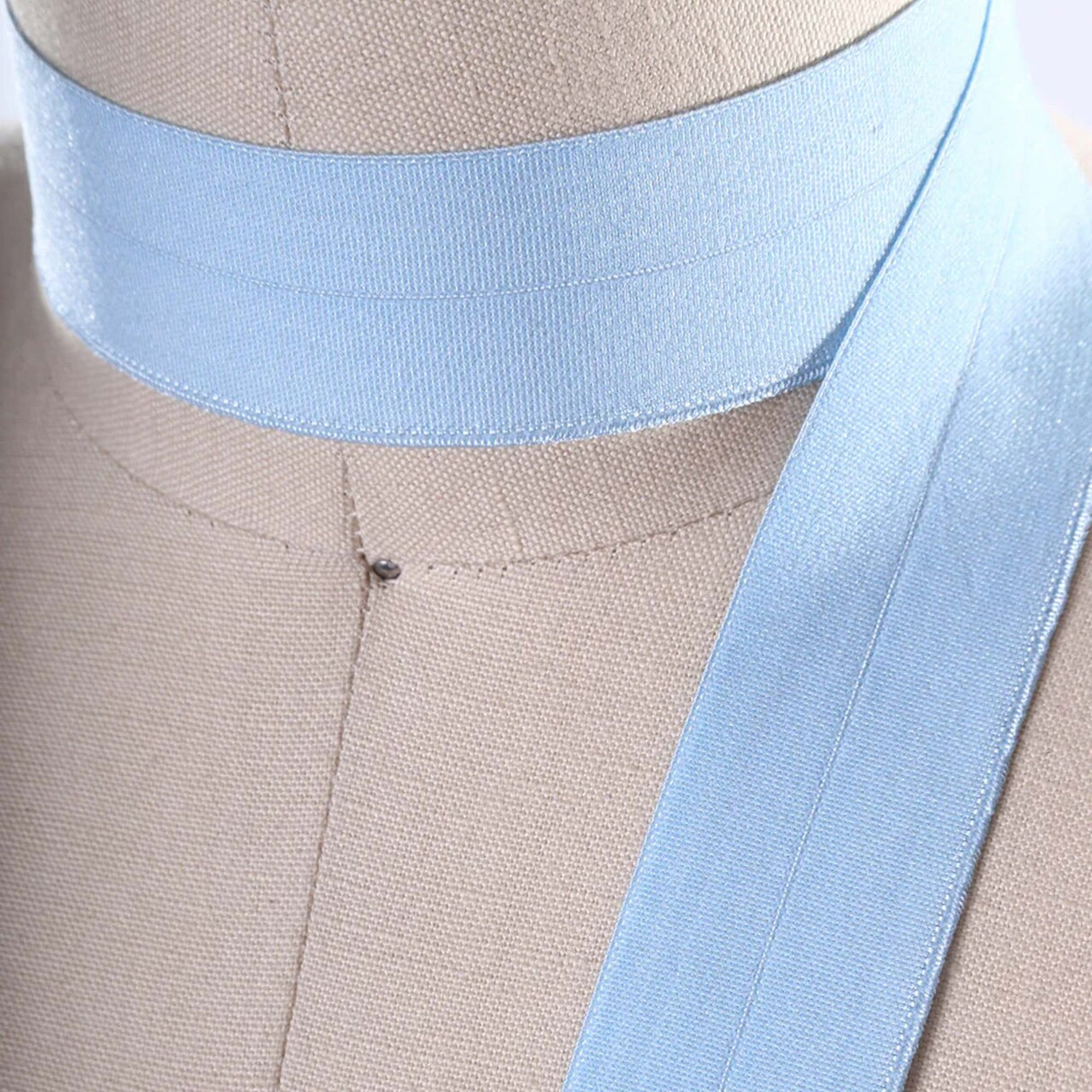 5/8" 3 Yards Baby Light Blue Fold Over Elastic Trim Soft Bias Stretch for Hairbands Sewing