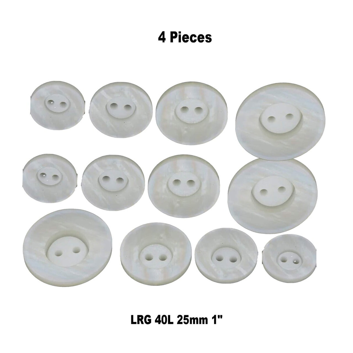 34L (21mm / 7/8") Ivory Faux Shell Buttons Iridescent Bowl Shape 2-Hole Sewing Buttons for Crafts & Garments