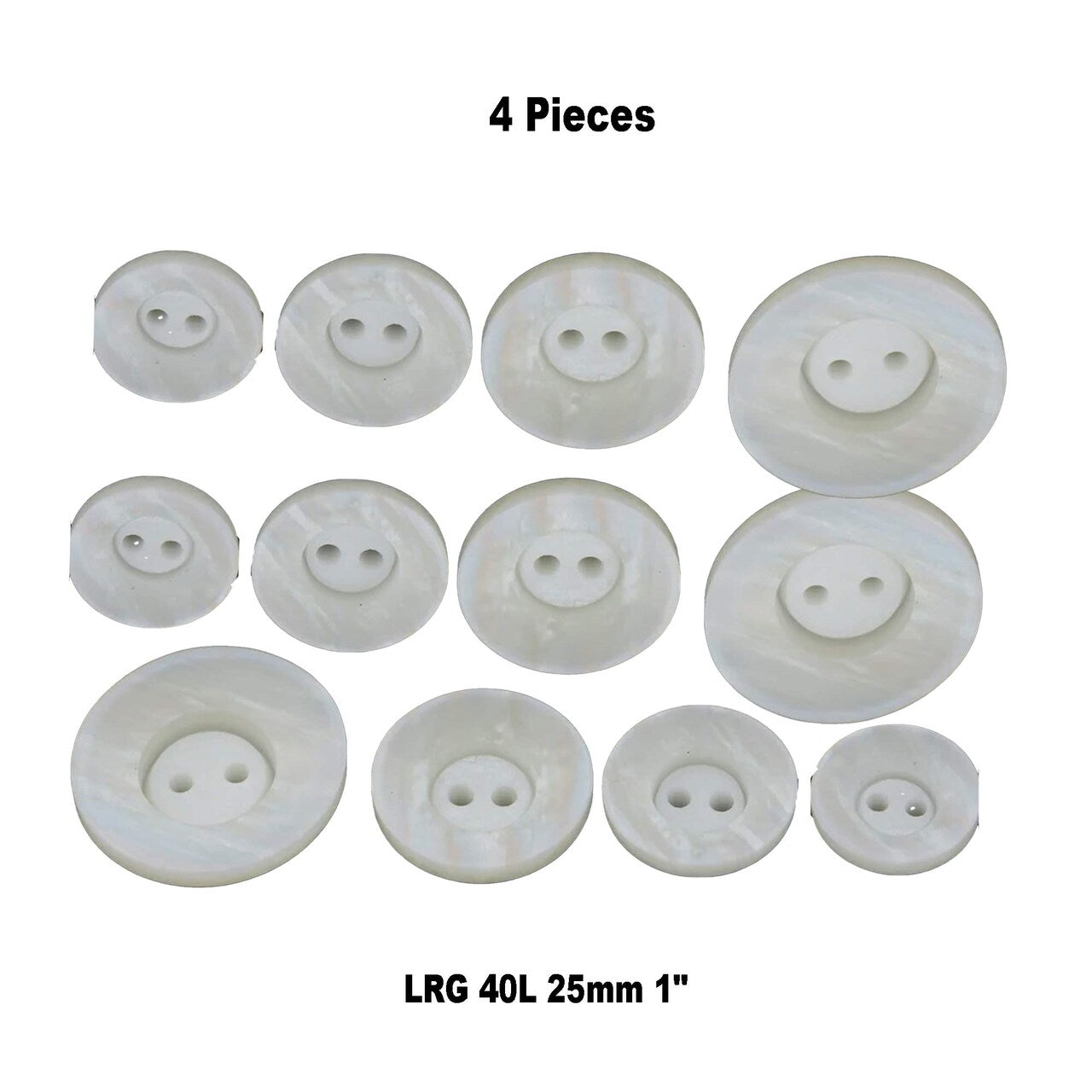34L (21mm / 7/8") Ivory Faux Shell Buttons Iridescent Bowl Shape 2-Hole Sewing Buttons for Crafts & Garments