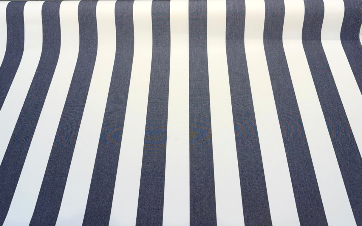 Townsend Sunbrella Acrylic Fabric - Navy Blue/White Stripe, 54" Width (1 Yard)