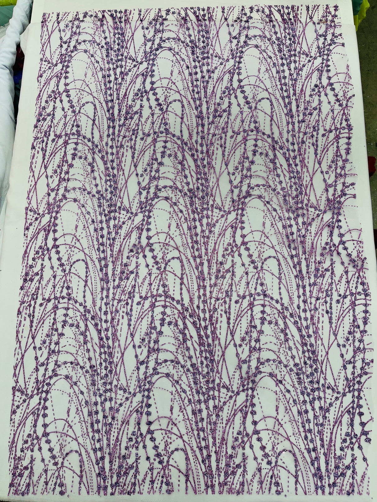 Galaxy Glitter Design Mesh Lace Polyester Fabric - Glitter Galaxy Pattern, 52-54" Width (1 Yard)