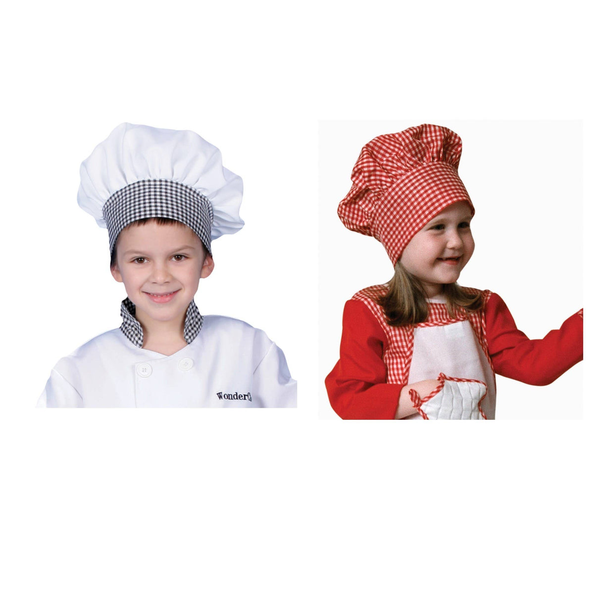 Black Gingham Chef Hat - Kids
