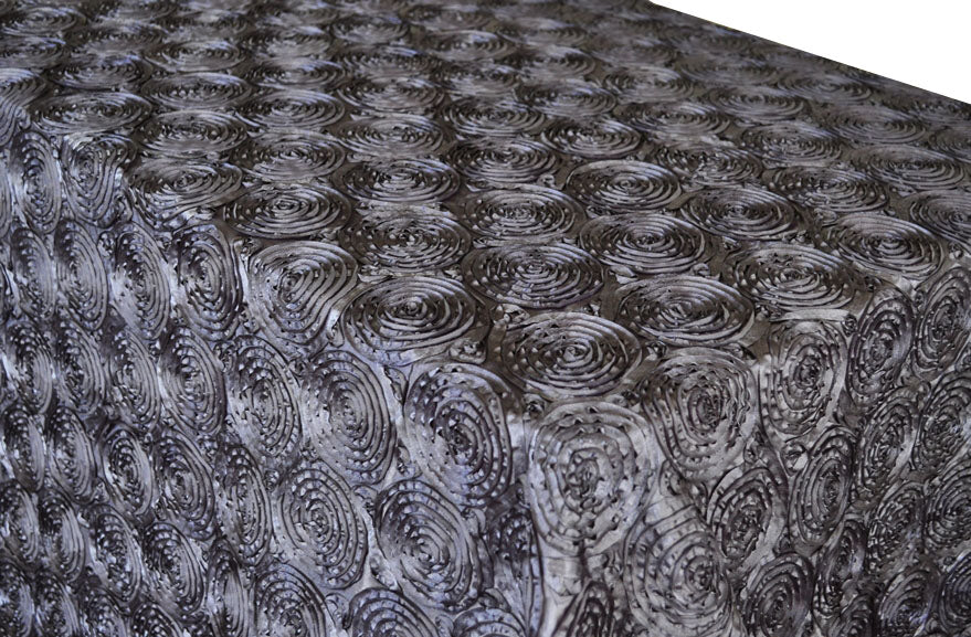 Rectangular Satin Rosette Tablecloth 90x132 Pewter/Charcoal