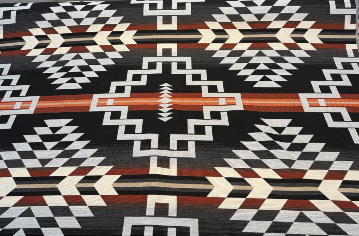 Sunbrella Zapotec Adobe Solution-Dyed Acrylic Fabric - Geometric Adobe Pattern, 54" Width (1 Yard)