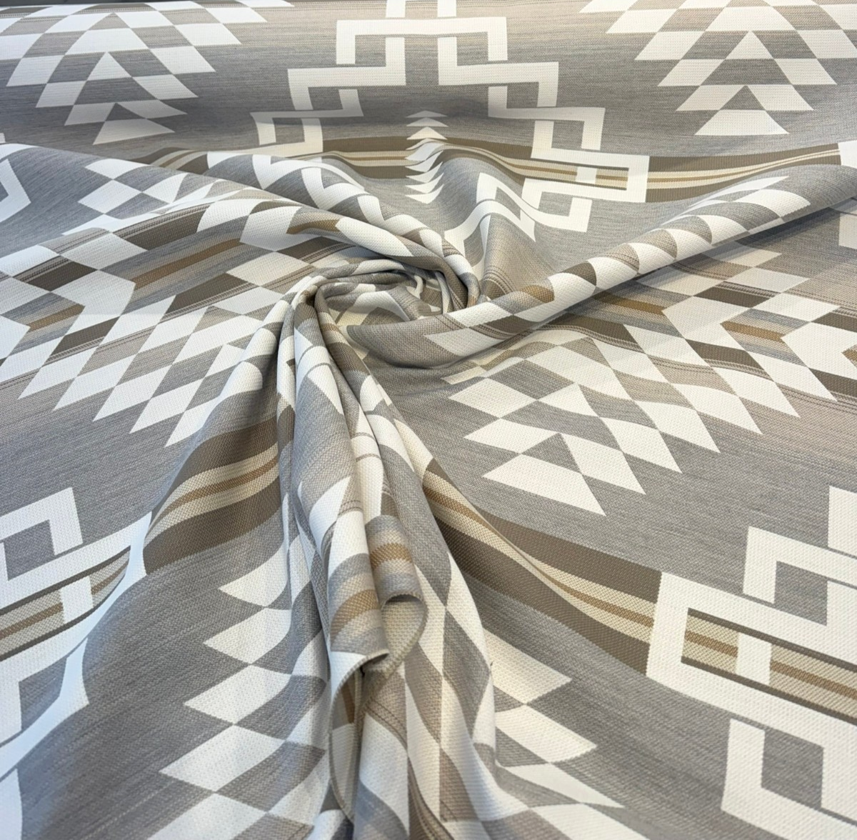 Sunbrella Pindler Zapotec Terra Acrylic Fabric - Terra Geometric Pattern, 54" Width (1 Yard)