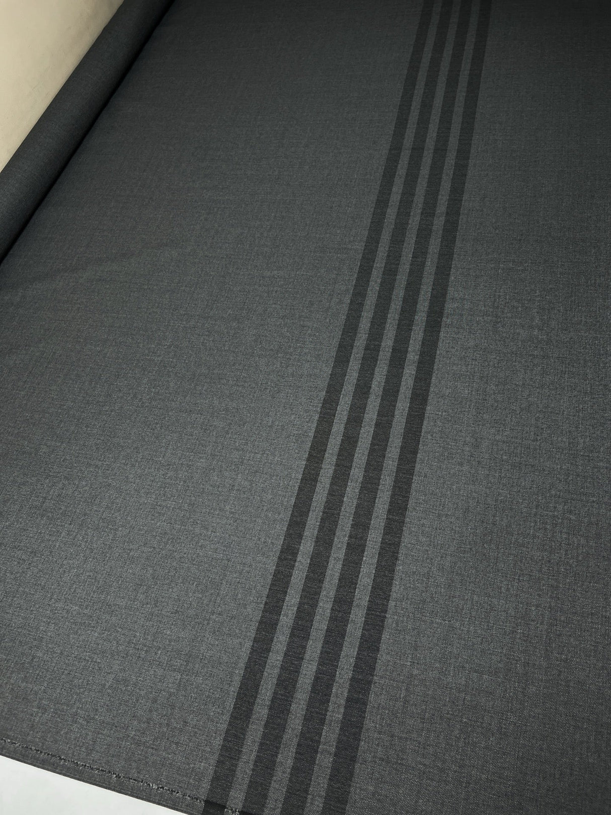 Wool Twill Gray Striped Suiting Fabric