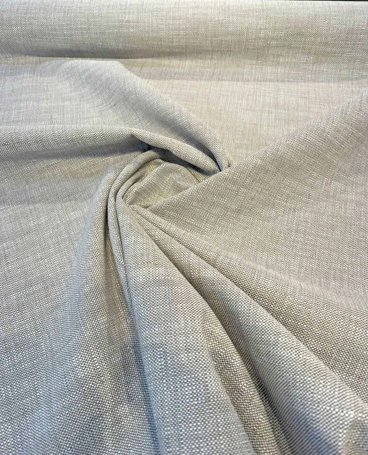 Sunbrella Ellis Birch Beige Solution Dyed Acrylic Fabric - Textured Linen-Like Weave, Beige, 54" Width (1 Yard)