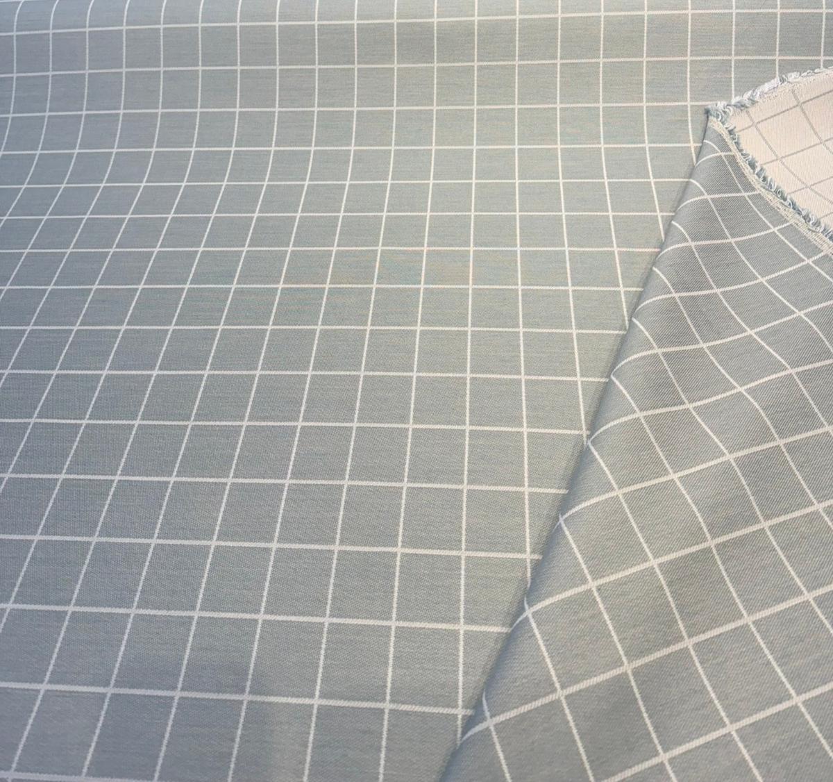 Boxi Spa Acrylic Fabric - Spa Blue With Ivory Lines, 54" Width (1 Yard)