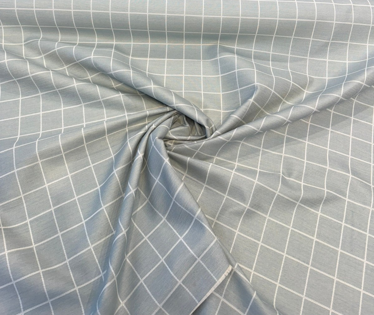 Boxi Spa Acrylic Fabric - Spa Blue With Ivory Lines, 54" Width (1 Yard)