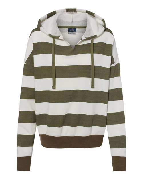 Women's Striped Fleece Boxy Hooded Sweatshirt