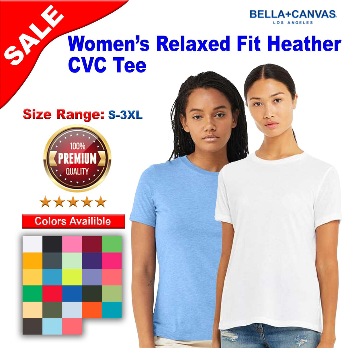BELLA + CANVAS® Women’s Relaxed Fit Heather CVC Crewneck Short Sleeve T-Shirt