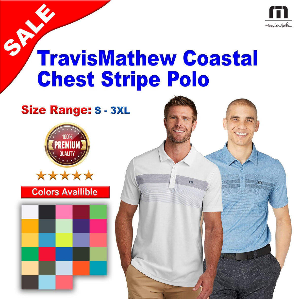 TravisMathew® Coastal Chest Stripe Polo