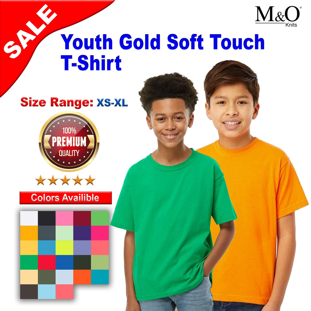 M&O® Youth Gold Soft Touch Crewneck Short Sleeve T-Shirt