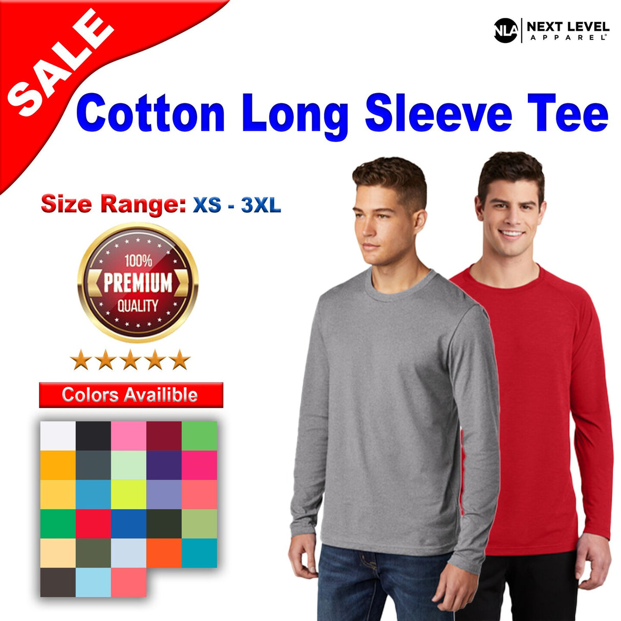 Next Level® Soft & Lightweight Cotton Crewneck Long Sleeve Tee